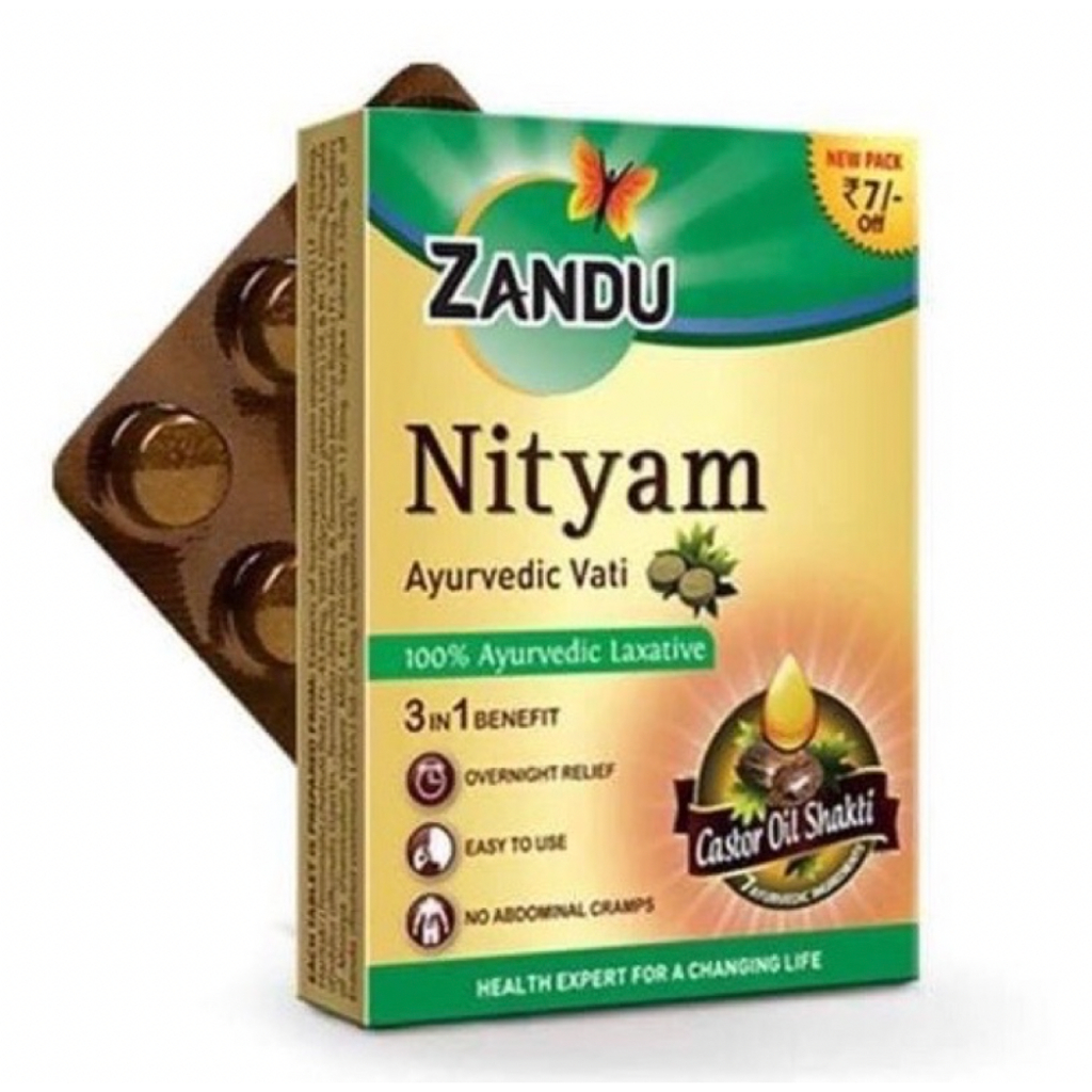 Zandu Nityam ตรีผลาผสมน้ำมันละหุ่ง 10 เม็ด