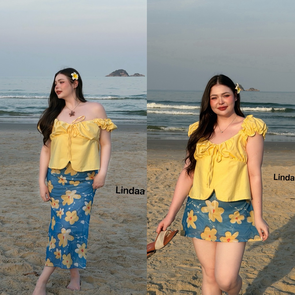 (LD) กระโปรงทรงเอ(สั้น/ยาว) ผ้าชีฟองลายดอก สวย สดใส ขับผิวสุดๆ เสื้อผ้าสาวอวบอ้วน พลัสไซส์ ไซส์ใหญ่