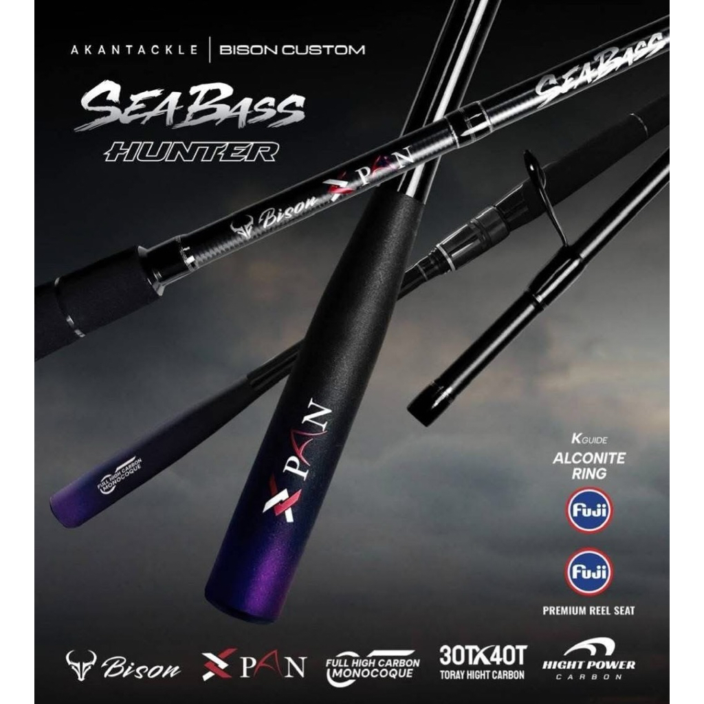 BISON X PAN SEA BASS HUNTER แถมสายรัดคันเบ็ด คันสปินนิ่ง New 2026 SEABASS HUNTER