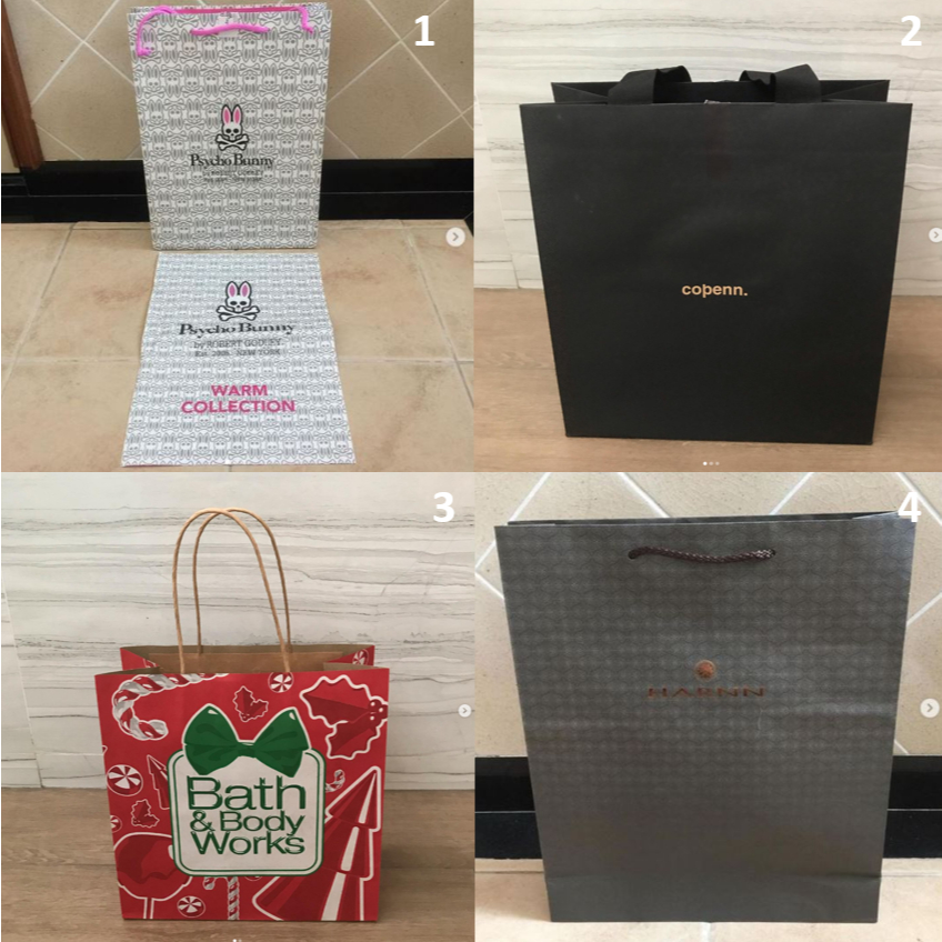 ถุงกระดาษ ถุง แบรนด์ Paycho Bunny , copenn , Bath & Body Works และ HARNN ของแท้ เนื้อถุง ดีมาก ลายสว