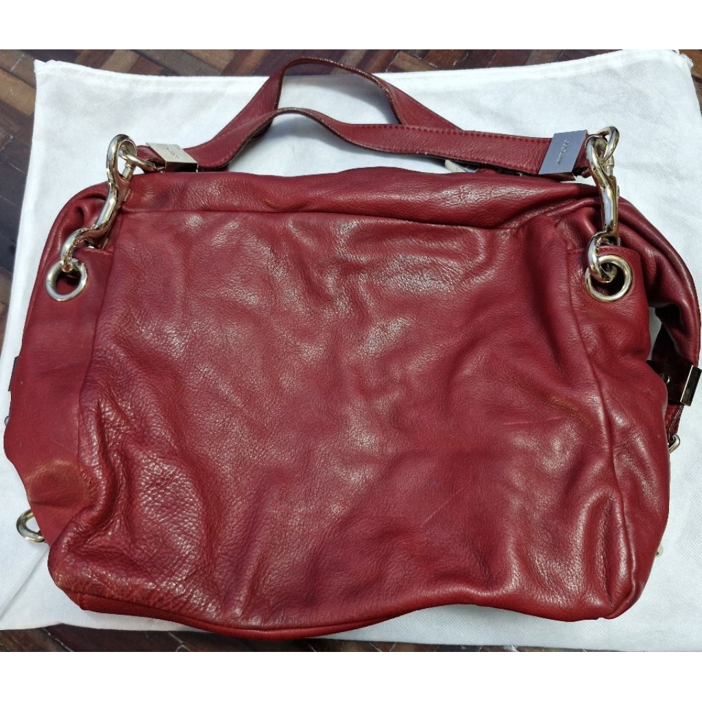 jimmy choo ของแท้ กระเป๋าสะพายหนังแท้ มือสอง