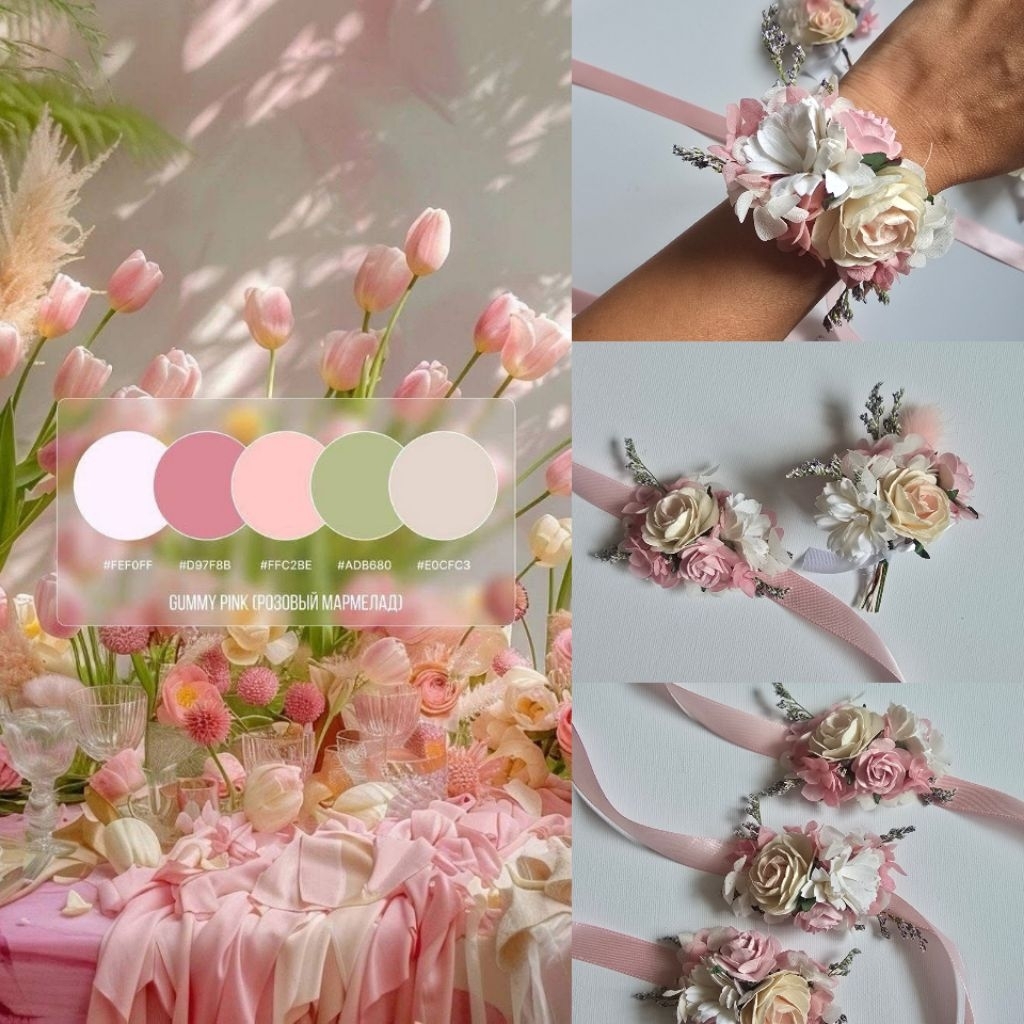 •Memoryofflower• เข็มกลัด ข้อมือเพื่อนเจ้าสาว Pechypink