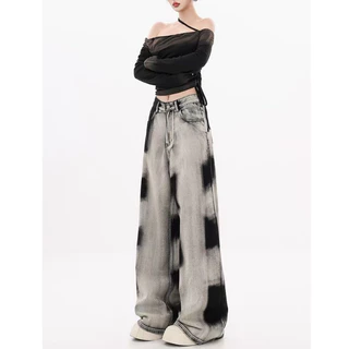 S~5XL Tie-dye style jeans กางเกงยีนส์ดีไซน์ทันสมัยไฮสตรีทอินเทรนด์ปี 2026 กางเกงหลวมลำลองและอเนกประสงค์ใหม่ HOT