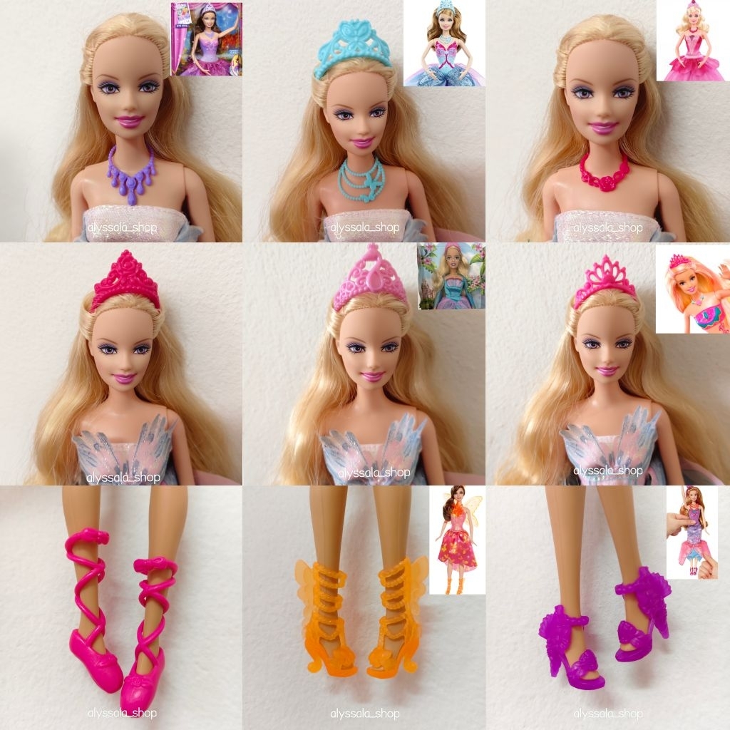 ลงเพิ่ม🎀 มงกุฎตุ๊กตาบาร์บี้เจ้าหญิง สร้อย อุปกรณ์ รองเท้า barbie princess doll