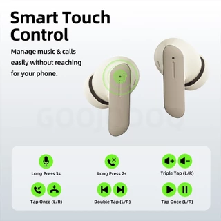 GOOJODOQ Bluetooth Earphones Touch Operated Compact Square Charging Case Long Battery Life and Type-C Charging
