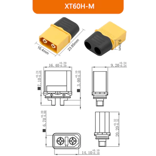 1คู่ ขั้วต่อแบตเตอรี่ รุ่น：XT60 ชุบทอง ผู้-เมีย มีฝาปิด สําหรับแบตเตอรี่ลิโพ RC