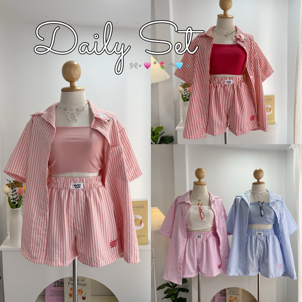Daily Set เสื้อเชิ้ต+กางเกงสั้นปัก (มีแยกขาย)