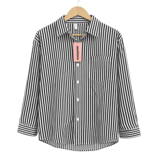 เสื้อเชิ้ตลายทาง แขนยาว ทรงหลวมๆ oversize มี 8 สี S-XXL #085