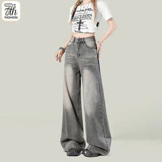 S-5XL【Vintage Classic】ไซส์ใหญ่ กางเกงยีนส์ผู้หญิงทรงตรงสีเทา - ใส่สบาย ใส่ได้ทุกวัน มีครบทุกขนาด