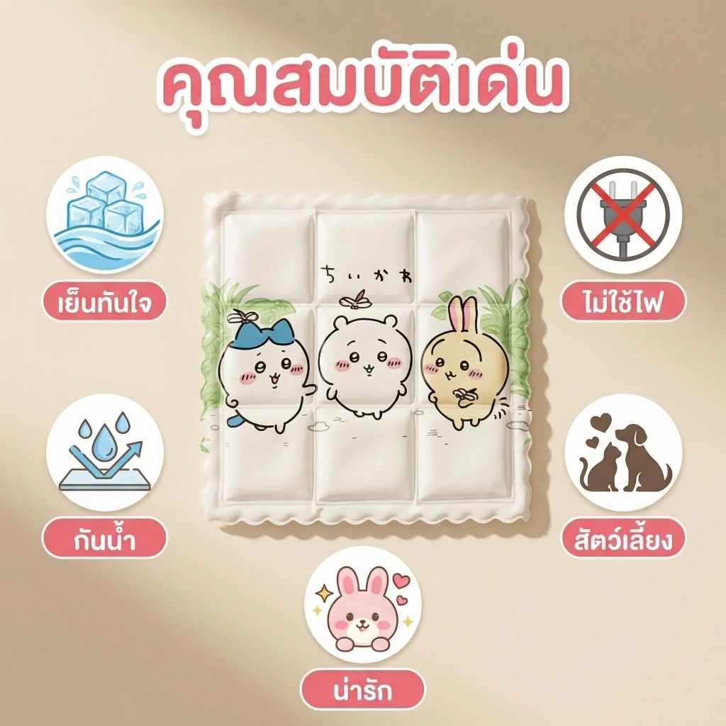 แผ่นเจลเย็นสัตว์เลี้ยง Boqi ขนาด 36x36 ซม thumbnail 8