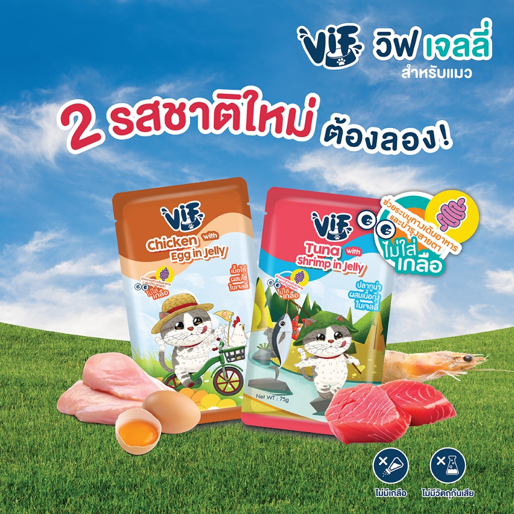 [ของแถม] วิฟ เจลลี่ 2 รสชาติใหม่  (อาหารสำหรับแมว)