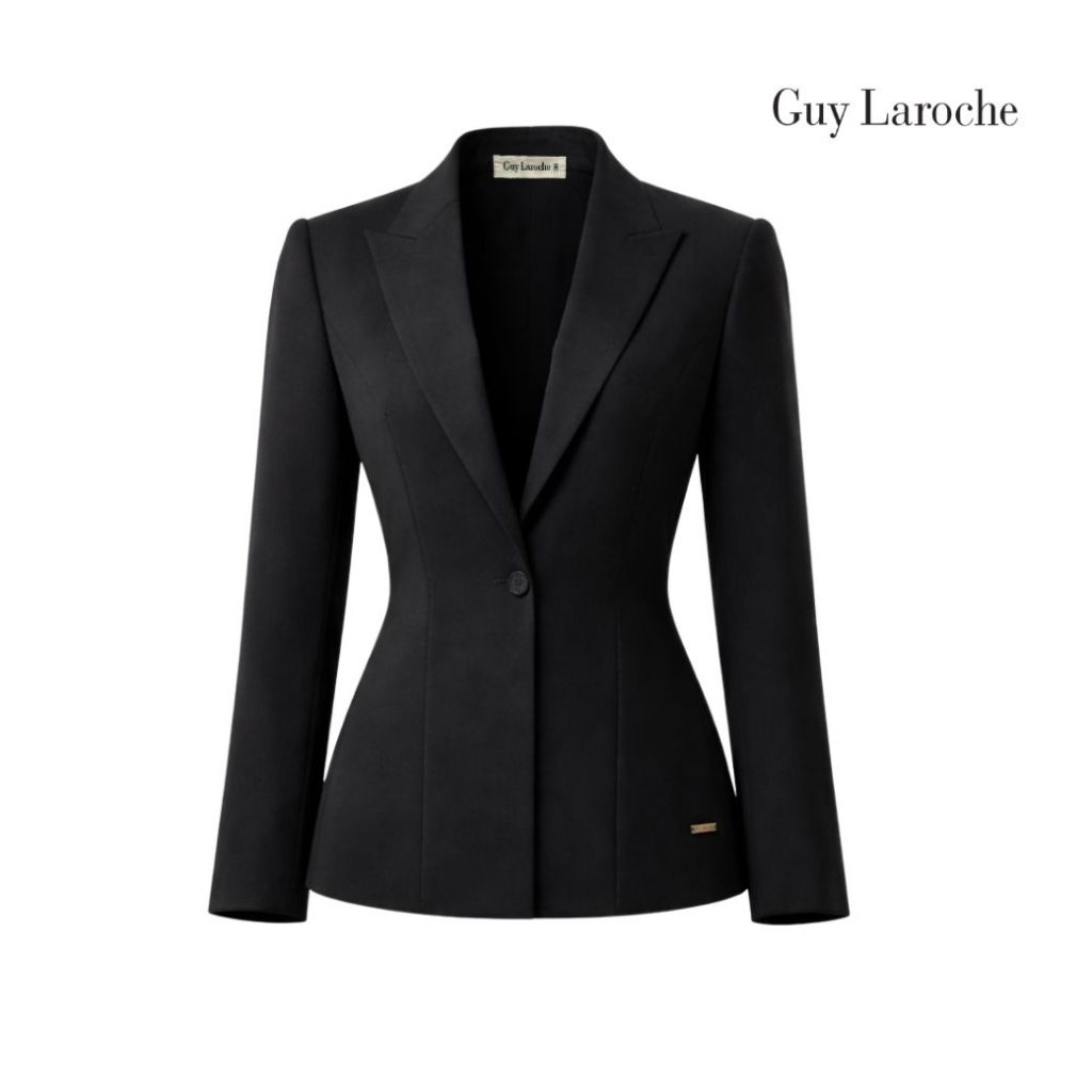 Guy Laroche woman's jacket Super B Blazer แจ๊คเก็ตทำงานผู้หญิง คอวี เข้ารูป แขนยาว สีดำ G9X9BL