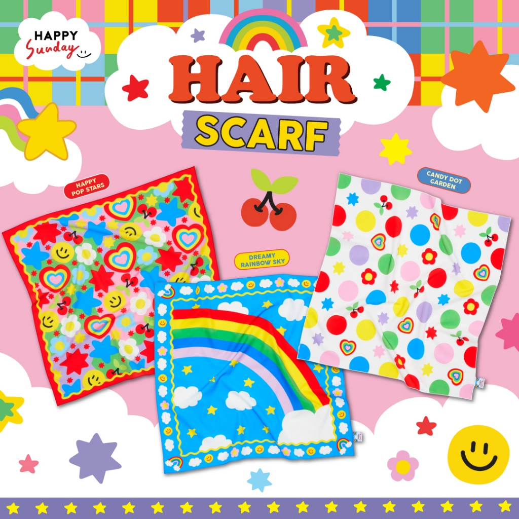 HAPPY SUNDAY HAIR SCARF