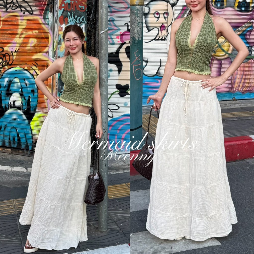 Meenny Closet |  PC01 (มีSize) กระโปรงยาวสไตล์เกาหลี