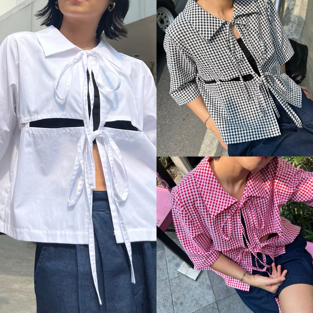 Ribbon blouse เสื้อผูกโบว์ โอเวอร์ไซส์