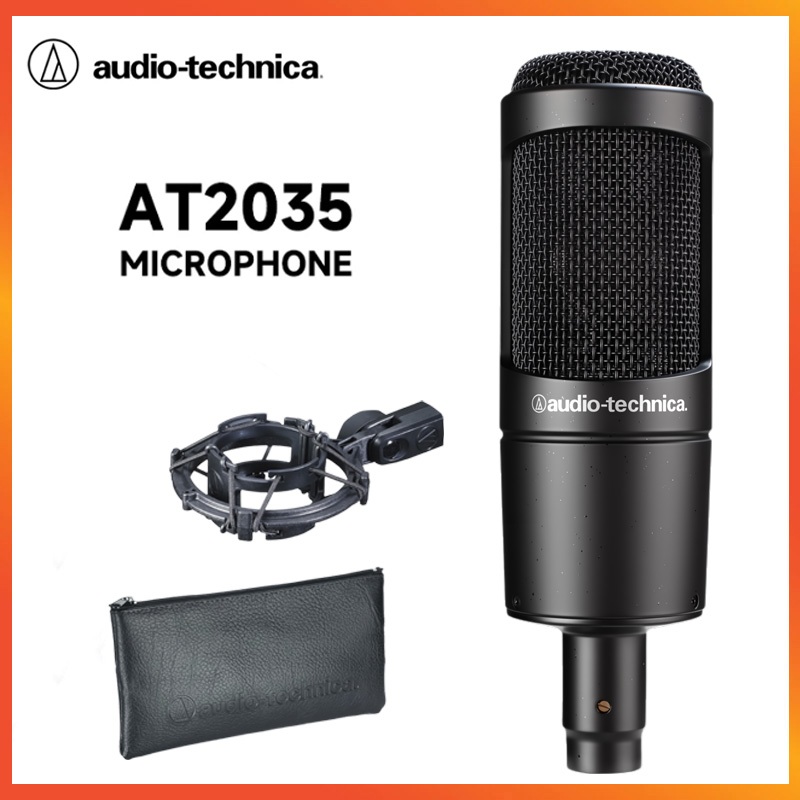 Audio-Technica AT2035 ไมโครโฟนคอนเดนเซอร์แบบคาร์ดิออยด์（ตัวยึดดูดซับแรงกระแทกที่แนบมา）
