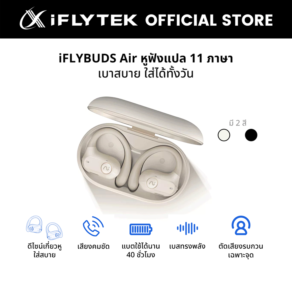 iFLYTEK VIAIM Earbuds - Air หูฟังไร้สายอัจฉริยะ เปิดหู ฟังสบาย ตัดเสียงรบกวน คมชัดทุกการสื่อสาร