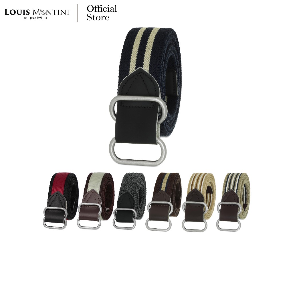 Louis Montini (Diomede) เข็มขัดผ้าเเคนวาส ผ้าเเคนวาสผสมหนังวัวแท้ Canvas Belt MCT24