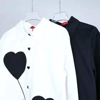 Lawyer Store [ 924955 ] เสื้อเชิ้ตแขนยาว รูปหัวใจ งานเชิ้ต กระดุมใช้งานได้จริง คอปกทรงคลาสสิกช่วยให้ดูสุภาพ ใส่ทำงาน