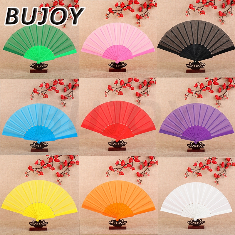 พัด พัดพลาสติก พัดสี พับได้ พัดจีน ความยาว 23CM