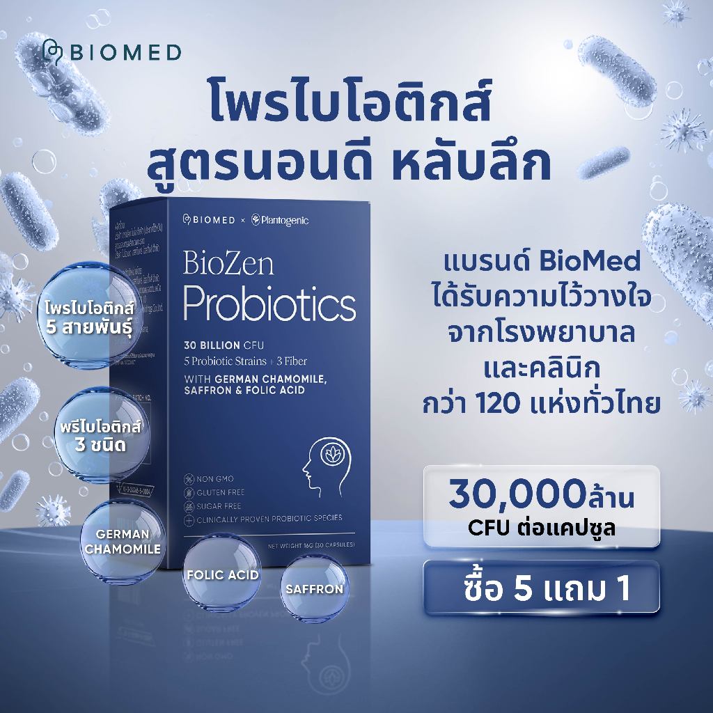 BioZen แคปซูลโพรไบโอติกส์ Medical Grade Probiotic BioMed โพรไบโอติก