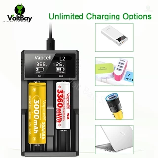 [มาใหม่!!!] เครื่องชาร์จ Vapcell รุ่น L2 USB-C LCD Charger รองรับ 3.7V Li-ion/1.2V Ni-MH