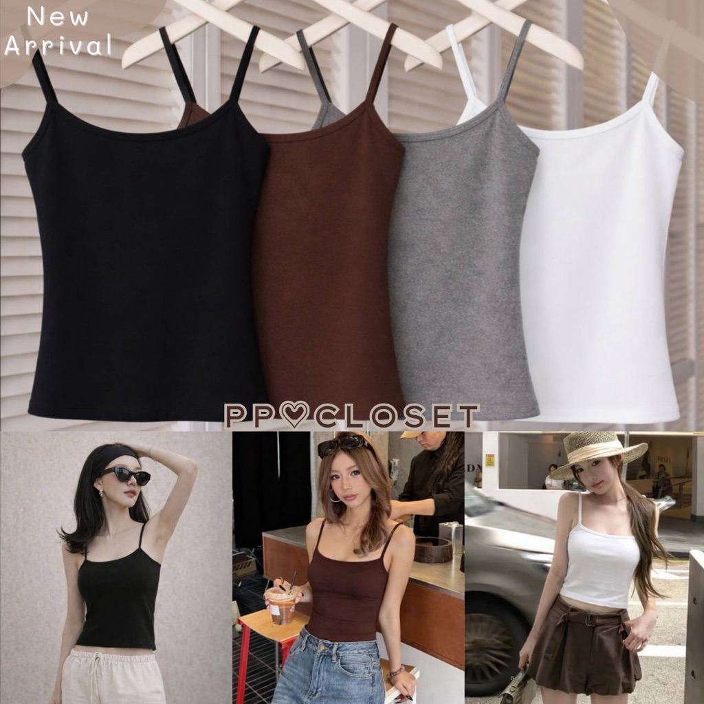 PP♡CLOSET💕รุ่นใหม่!! เสื้อสายเดี่ยว ผ้าRayonชั้นเดียว แพทเทิลทรงสวย ผ้ายืดหยุ่นได้เยอะ