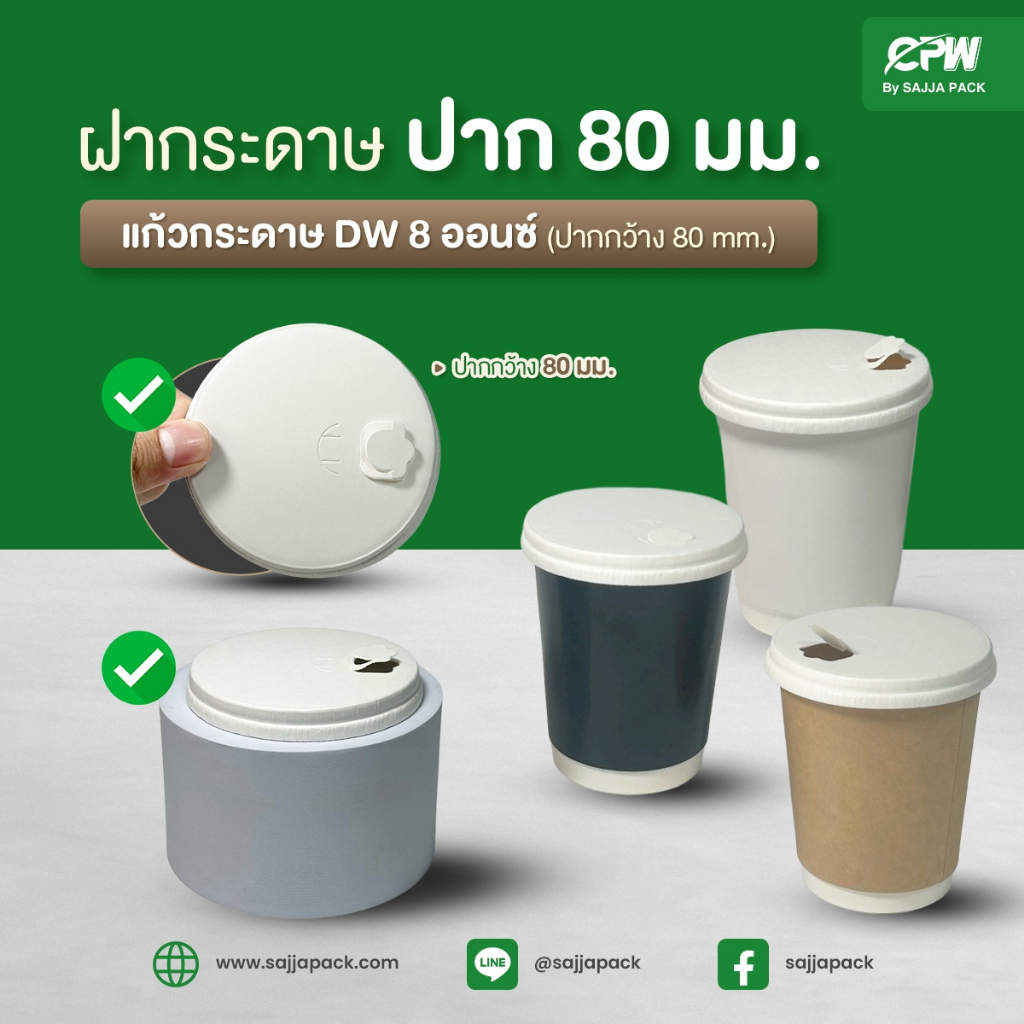 ฝากระดาษ ปาก 80 mm.(Paper Lid M.80 mm) *เฉพาะฝา* (จำนวน 50 ใบ)