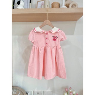 เดรสชมพู คอปก ผ้าคอตต้อน