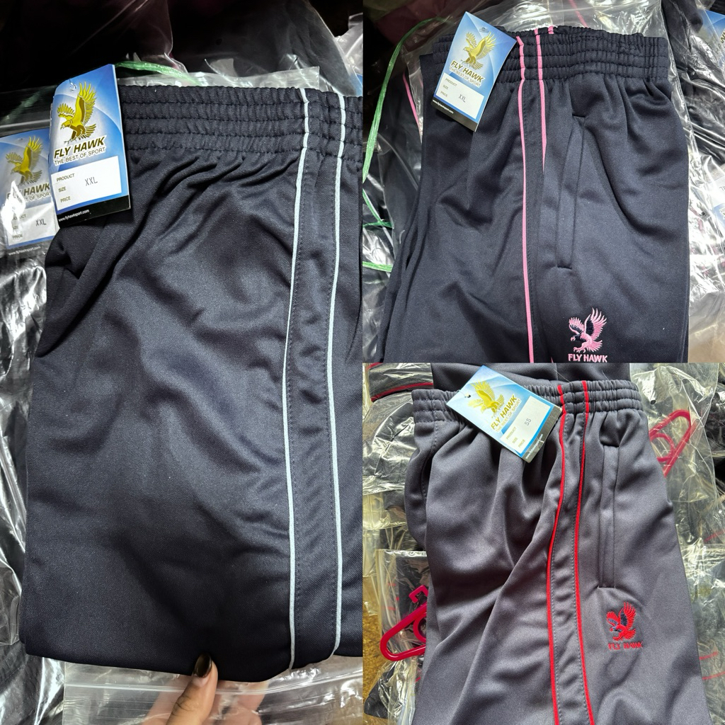 กางเกงวอมป้ายฟายฮอกFLY HAWK สีกรมขาปล่อย