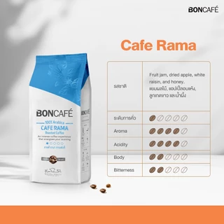 Boncafe - กาแฟคั่วเม็ด บอนกาแฟ คาเฟ่ รามา (ชนิดเม็ด) 250 กรัม อราบิก้า 100% คั่วอ่อน Cafe Rama
