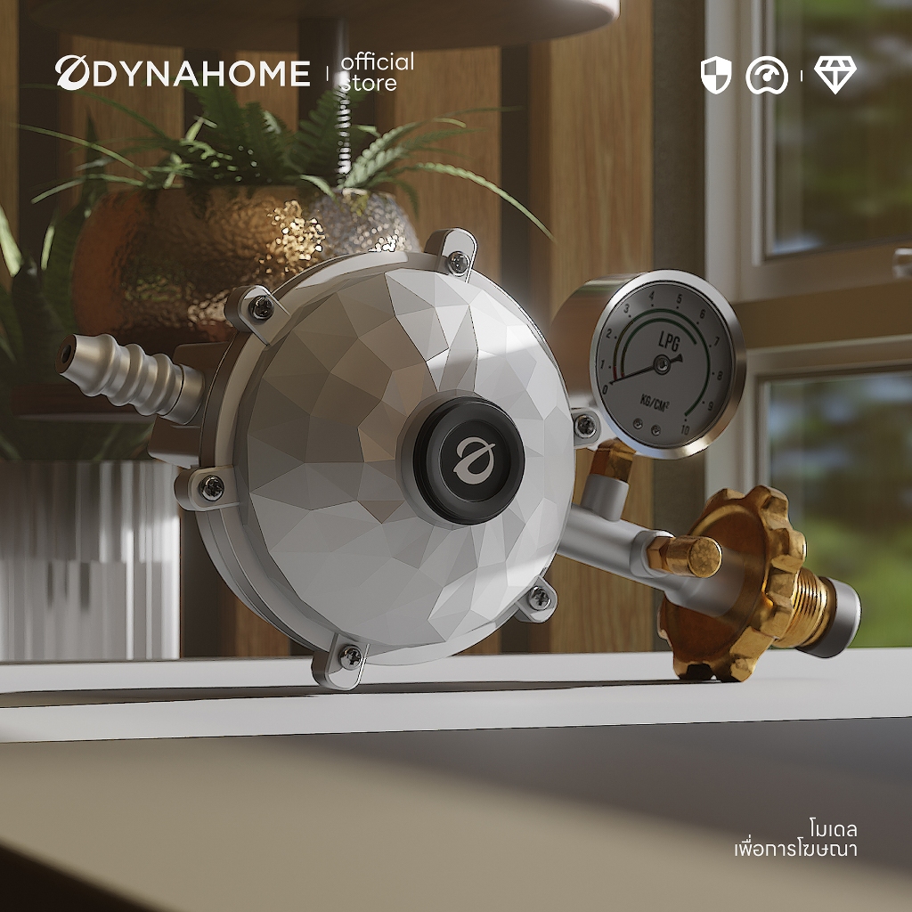 DYNAHOME หัวปรับแรงดันต่ำพร้อมสายแก๊สยาว 1.5 เมตร และเกจวัดความดัน DH-53LT