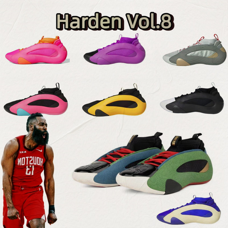 แบรนด์ใหม่  Harden Vol 8 รองเท้าบาสเกตบอลหุ้มข้อ แบบผูกเชือก ป้องกันแรงกระแทก และปกป้องข้อเท้า