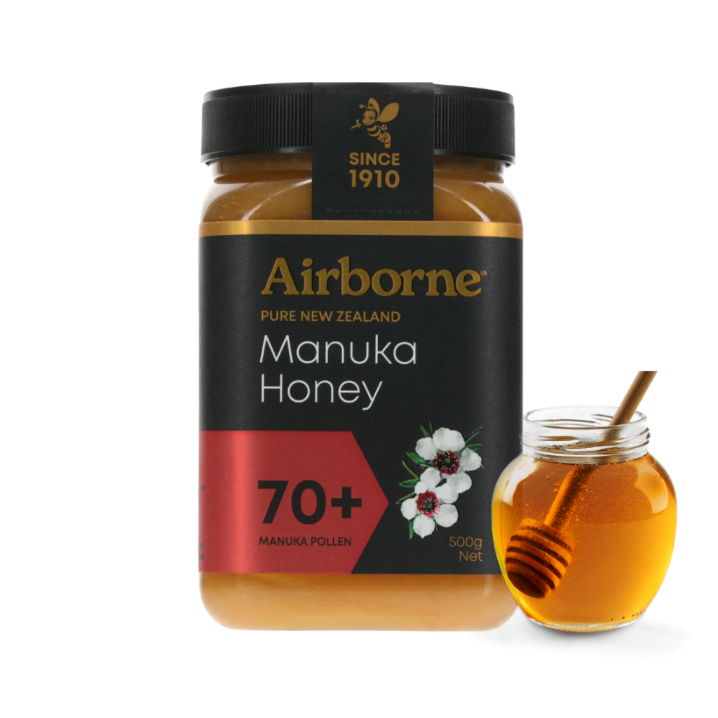 Airborne Pure NZ Manuka Honey 70+ l แอร์บอร์น น้ำผึ้งมานูกา 70+ 500g.