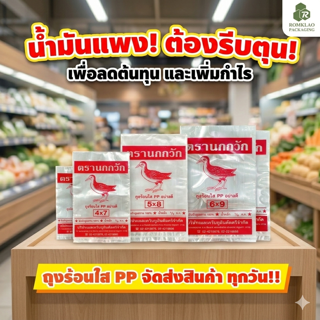 [มีสินค้า] ถุงร้อน ตรานกกวัก PP 100% ใสพิเศษ ใส่อาหารร้อนได้ เกรด A คุณภาพดีที่สุด ส่งตรงจากโรงงาน มีหลายขนาด