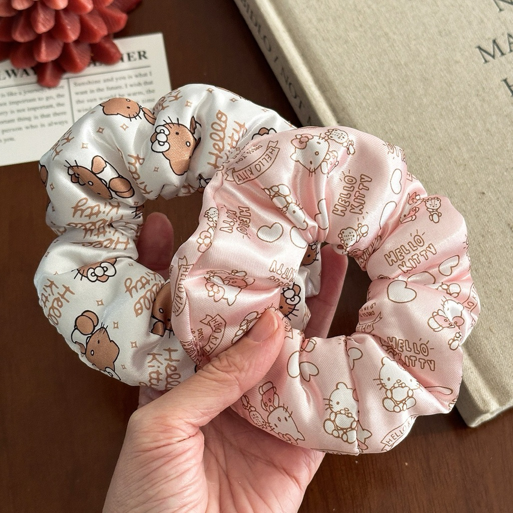 ยางรัดผม Hello Kittyซาติน ลายการ์ตูน คิตตี้ ที่รัดผมแฟชั่น Scrunchies ยางมัดผมผ้านุ่ม เครื่องประดับผมผู้หญิง สไตล์เกาหลี