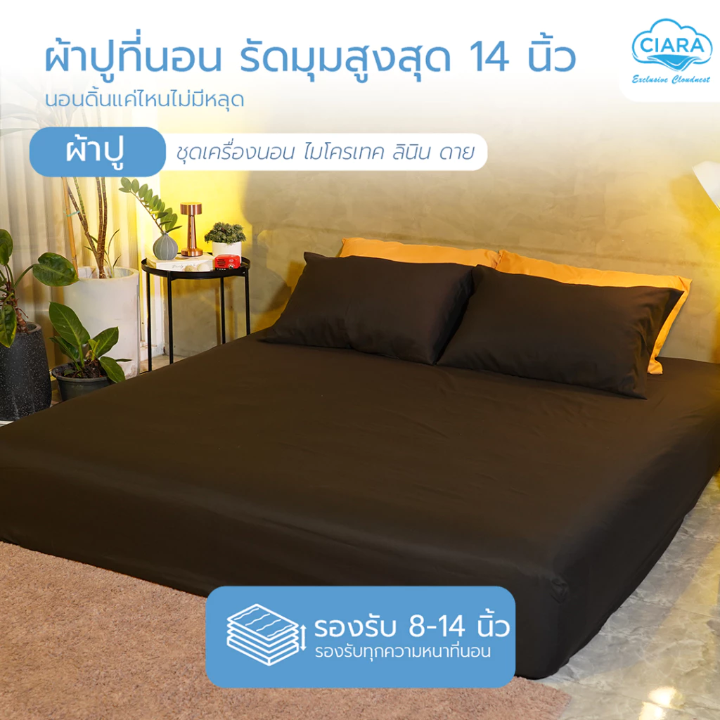CIARA Bedding ชุดผ้าปูและผ้านวมทูโทน สีดำ/เหลืองมัสตาร์ด ผ้าไมโครเทคลินิน thumbnail 6
