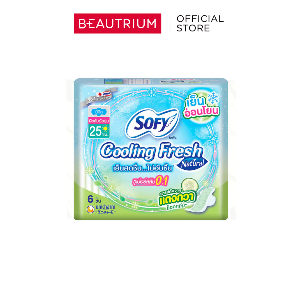 SOFY Cooling Fresh Natural Super Slim 0.1 Wing 25cm 6pcs ผ้าอนามัย