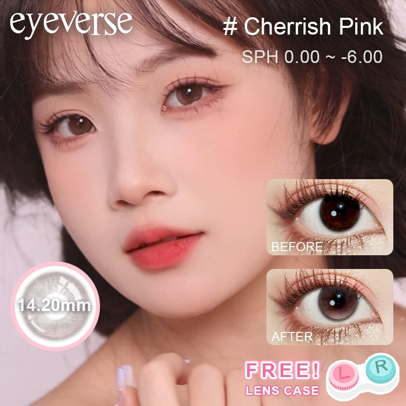 Eyeverse คอนแทคเลนส์ Cherrish Pink รายเดือน เก็บเงินปลายทาง 14.2 มม ใช้ได้ 6 เดือน สวยธรรมชาติ สบายตา ตาโตสดใส