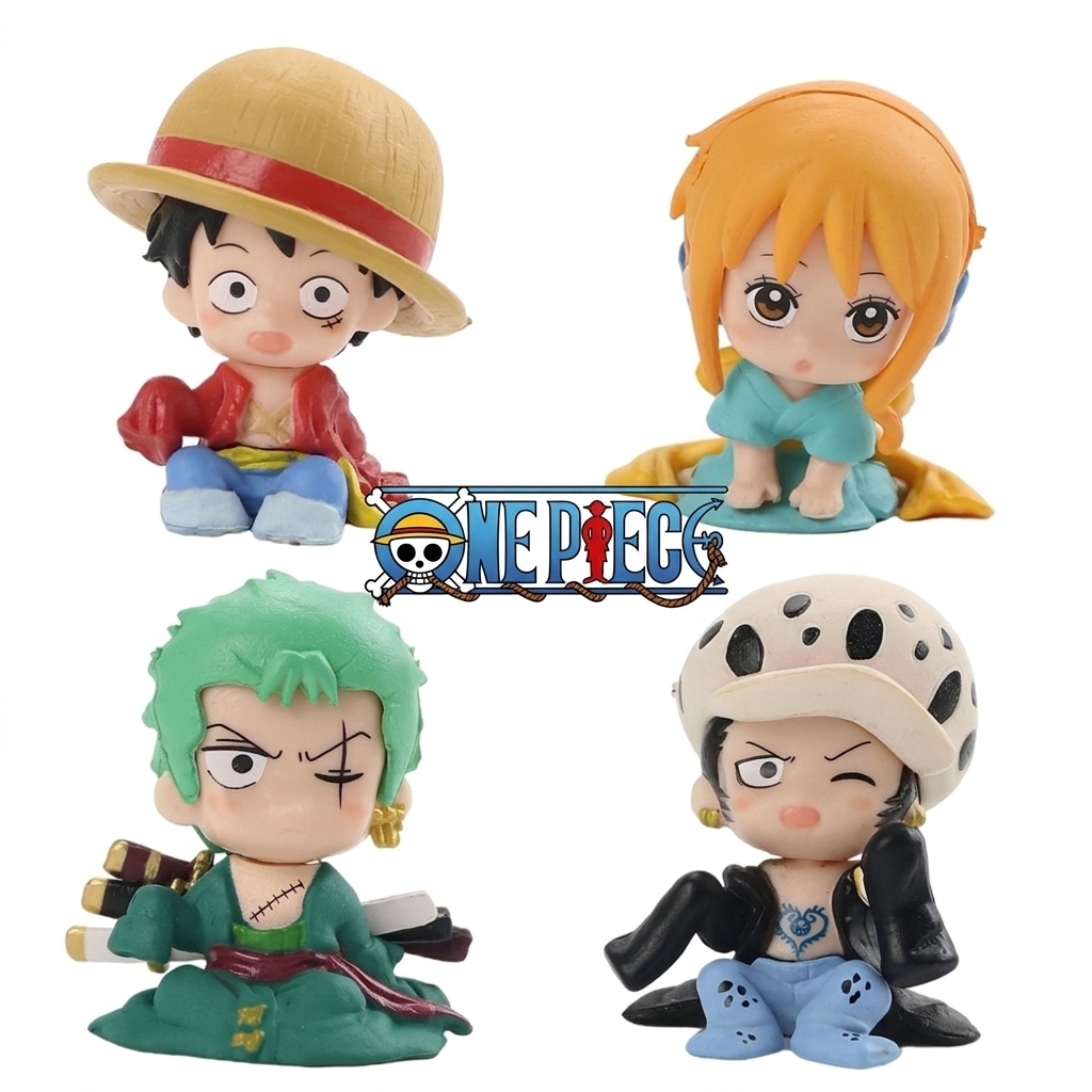 โมเดลวันพีช ตัวละครนั่ง 4 ตัว น่ารักสุด ๆ ขนาดโมเดล 3.8-5.5 ซม. วัสดุ Pvc. ราคาถูก Shopee Lazada