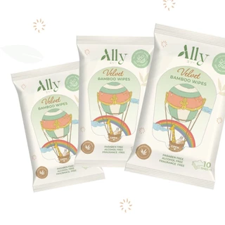 (ยกกล่อง 12 แพ็ค) Ally Velvet Bamboo Wipes ผ้าเปียกเยื่อไผ่แอลลี่เวลเวดแบมบูไวพส์