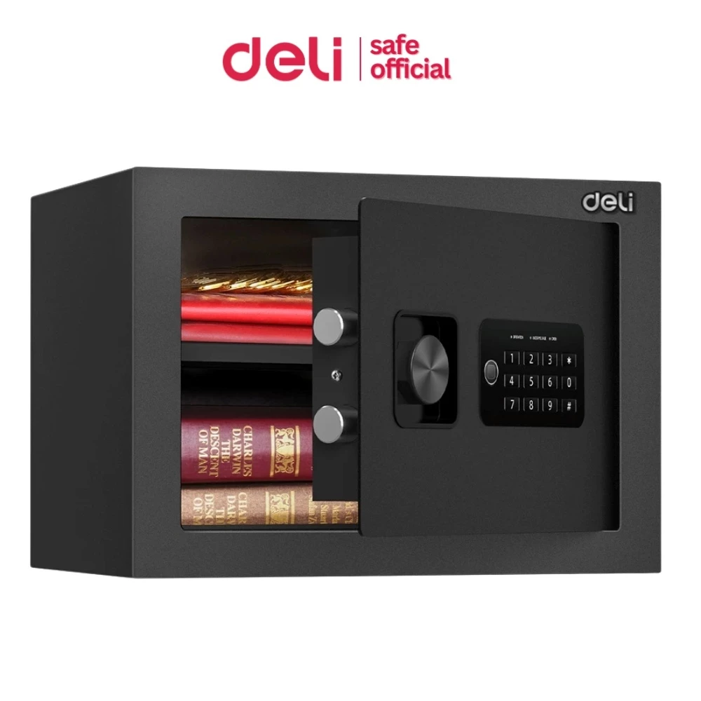 Deli ตู้เซฟ ตู้เซฟนิรภัย ล็อครหัสผ่านและกุญแจ เสียงสัญญาณเตือน แข็งแรง ทนไฟ รับประกัน 1 ปี Safe Box