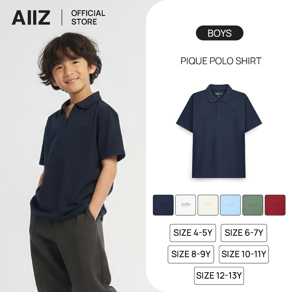 AIIZ เสื้อโปโลเด็กผู้ชายผ้าปิเก้ AIIZ Boy's Pique Polo Shirt