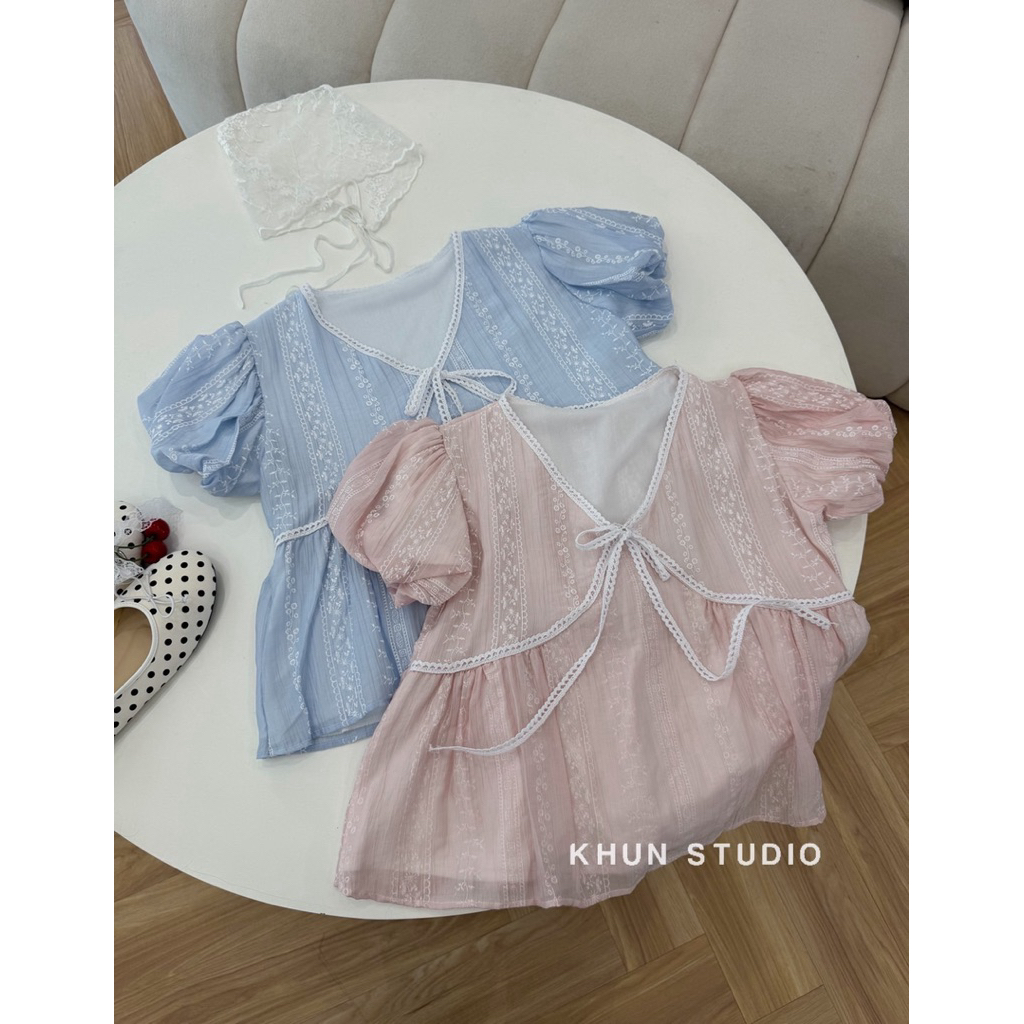 Khun studio เสื้อแขนบอลลูน ผูกโบว์หน้า