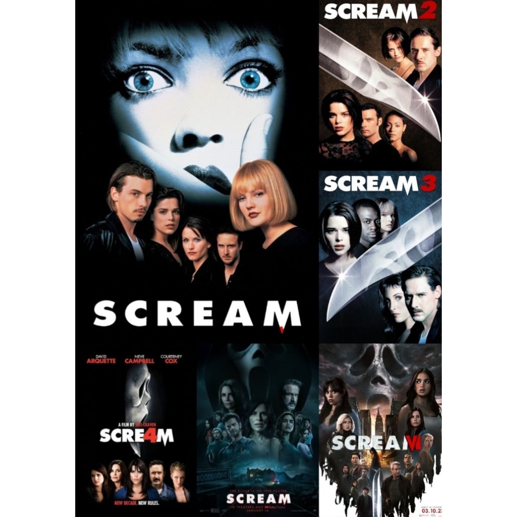 ของสะสมสำหรับเครื่องเล่นBlu-ray+DVD ปก+สกรีนแผ่น Scream 1 (1996-2023) หวีดสุดขีด ภาค 1-6