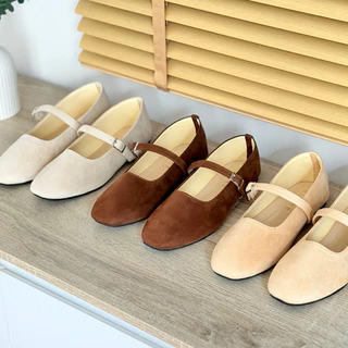 Rarin รุ่น [ Hazel ] 36 - 41 รองเท้าผู้หญิง Suede Mary Jane รุ่นใหม่ ดีไซน์คลาสสิก