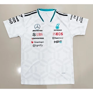 เสื้อF1 เสื้อคอกลมแขนสั้นฟอร์มูล่าวันทีม ปิโตรนาส รุ่น สีขาว #FM0200 พิมพ์ทั้งตัว ไซส์ S-5XL