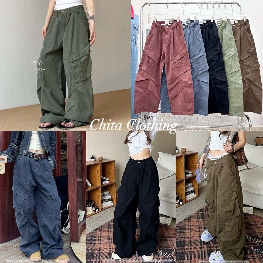 📍พร้อมส่ง📍 🇰🇷FSY🇰🇷61225 Army pocket pants กางเกงทรงแบ็คกี้คาร์โก้ กระเป๋าใหญ่ๆ เป็นงาน acid washed