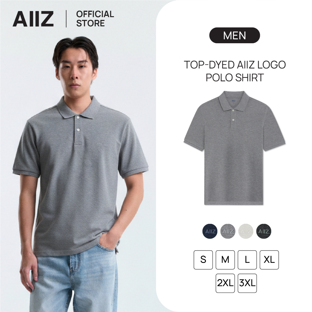 AIIZ เสื้อโปโลผู้ชายผ้าปิเก้ท็อปดราย ปักโลโก้AIIZ
