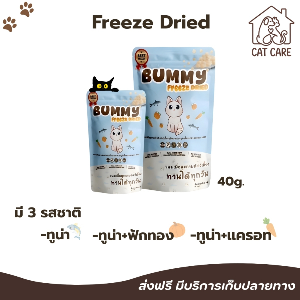 Bummy Freeza Dried 40g บัมมี่ ขนมแมวฟรีชดรายมี 3 รสชาติ